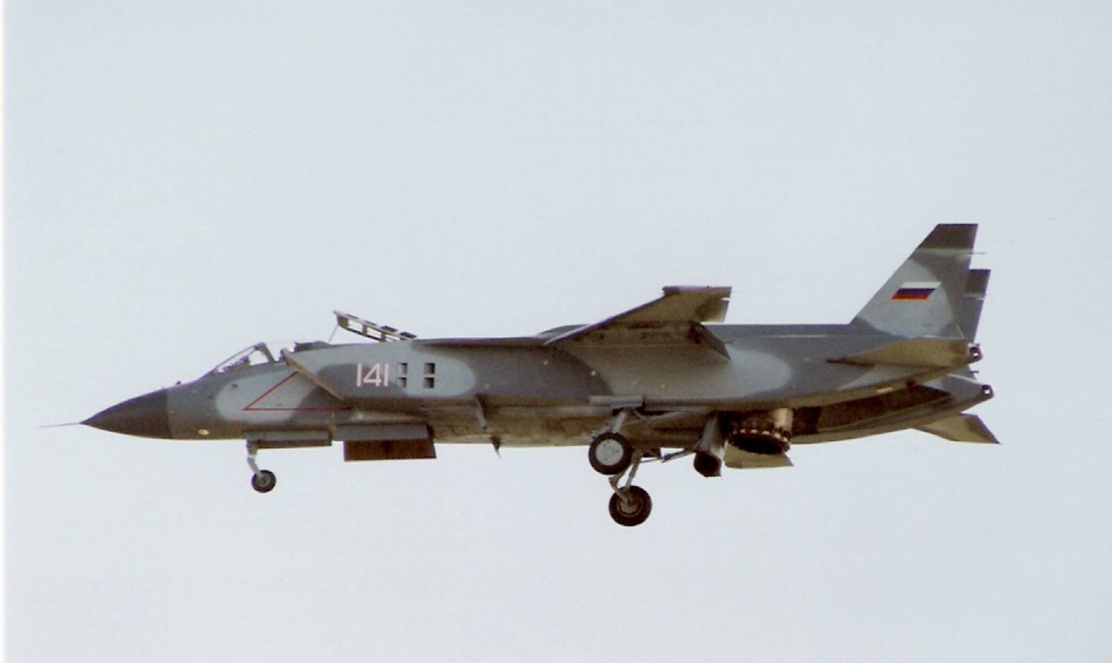 Yak-141 VTOL fighter during hover at 1992 Farnborough Airshow